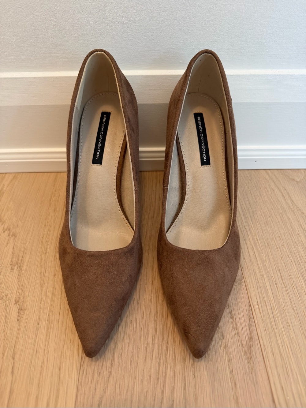 French Connection Brown Suede Pointed-Toe Pumps